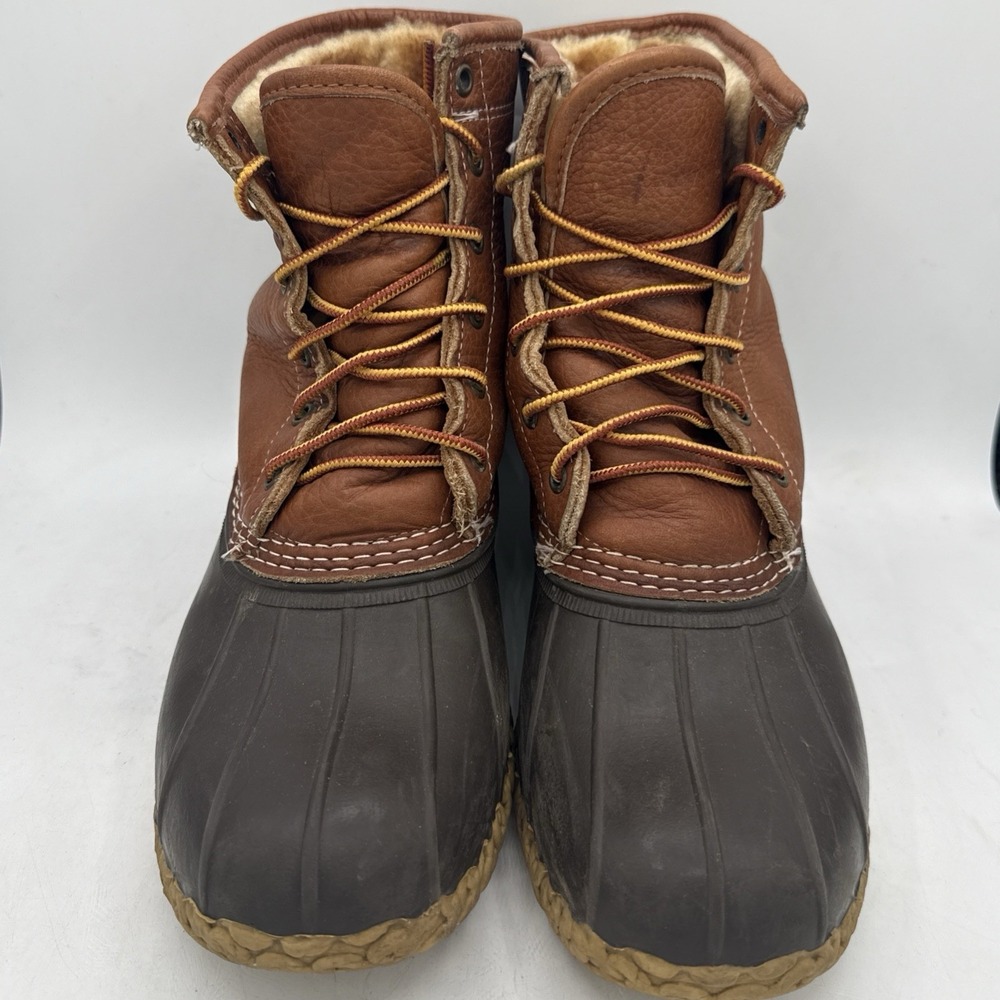 LL Bean Boots Womens 11 W Shearling Lined Tumbled Leather Duck Winter Waterproof